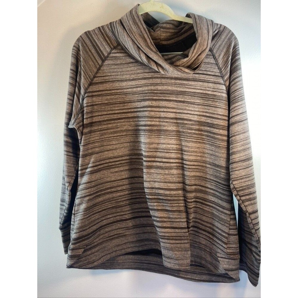 KUHL WOMENS PULLOVER COWL NECK SIZE LARGE GRAY STRIPE